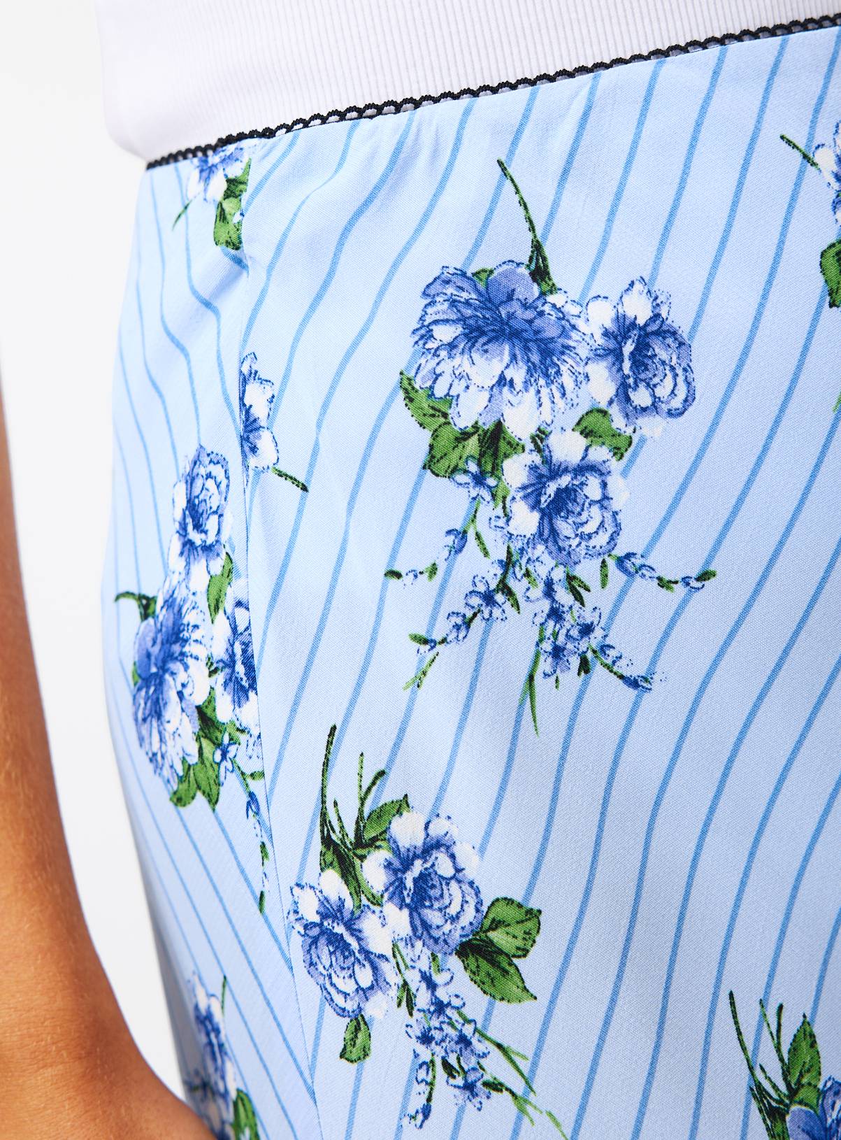 Blue Stripe Floral Print Midaxi Slip Skirt 8 - Image 3